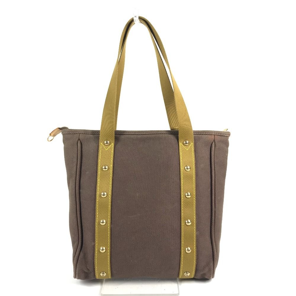 Louis Vuitton Shoulder Bag Cabas MM Leather Canvas Blanc Brown — view 2