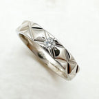 Chanel Quilted Diamond Platinum Ring 49 — view 2