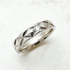 Chanel Quilted Diamond Platinum Ring 49 — view 4