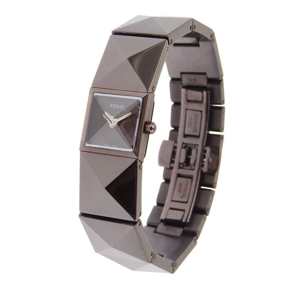 Fendi Pyramid Stainless Steel Quartz Analog Display Brown Dial Watch — view 2