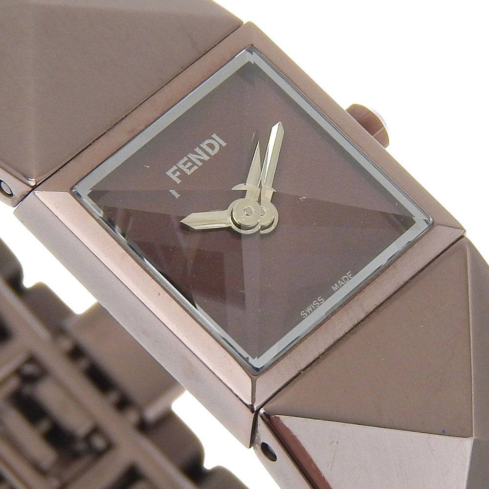 Fendi Pyramid Stainless Steel Quartz Analog Display Brown Dial Watch — view 3