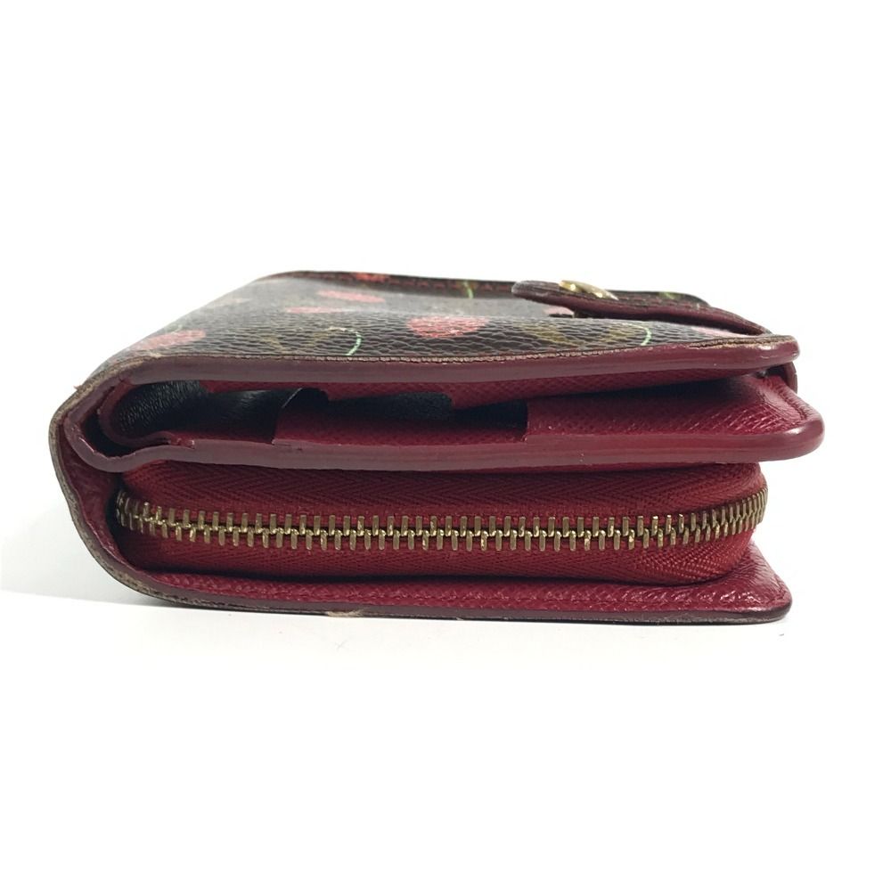 Louis Vuitton Bifold Wallet Compact Zip Monogram Cherry Canvas Brown X Red — view 3