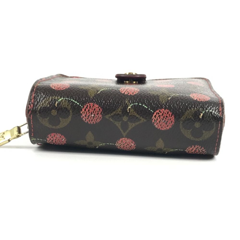 Louis Vuitton Bifold Wallet Compact Zip Monogram Cherry Canvas Brown X Red — view 6