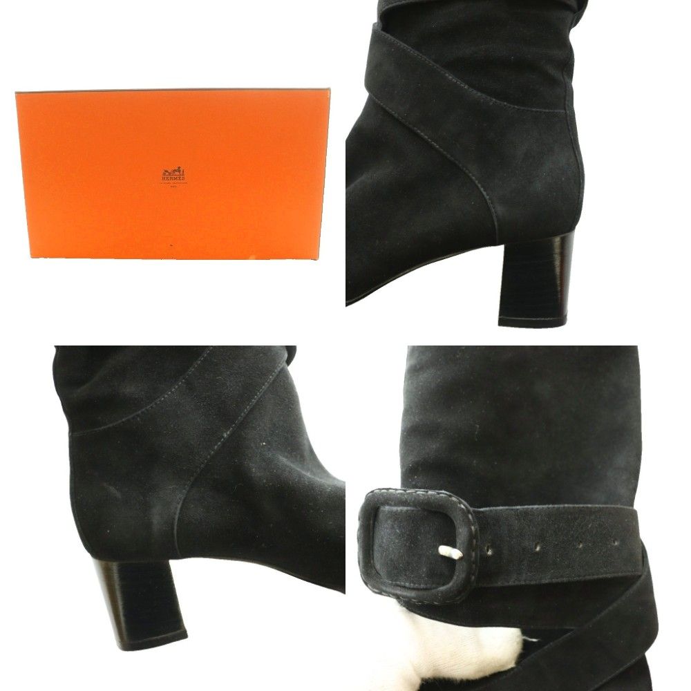 Hermes Suede Long Boots 35.5 Black SS OS — view 9
