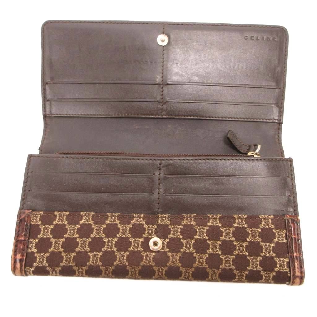 Celine Macadam Pattern Wallet Bifold Brown All Over Logo — view 5