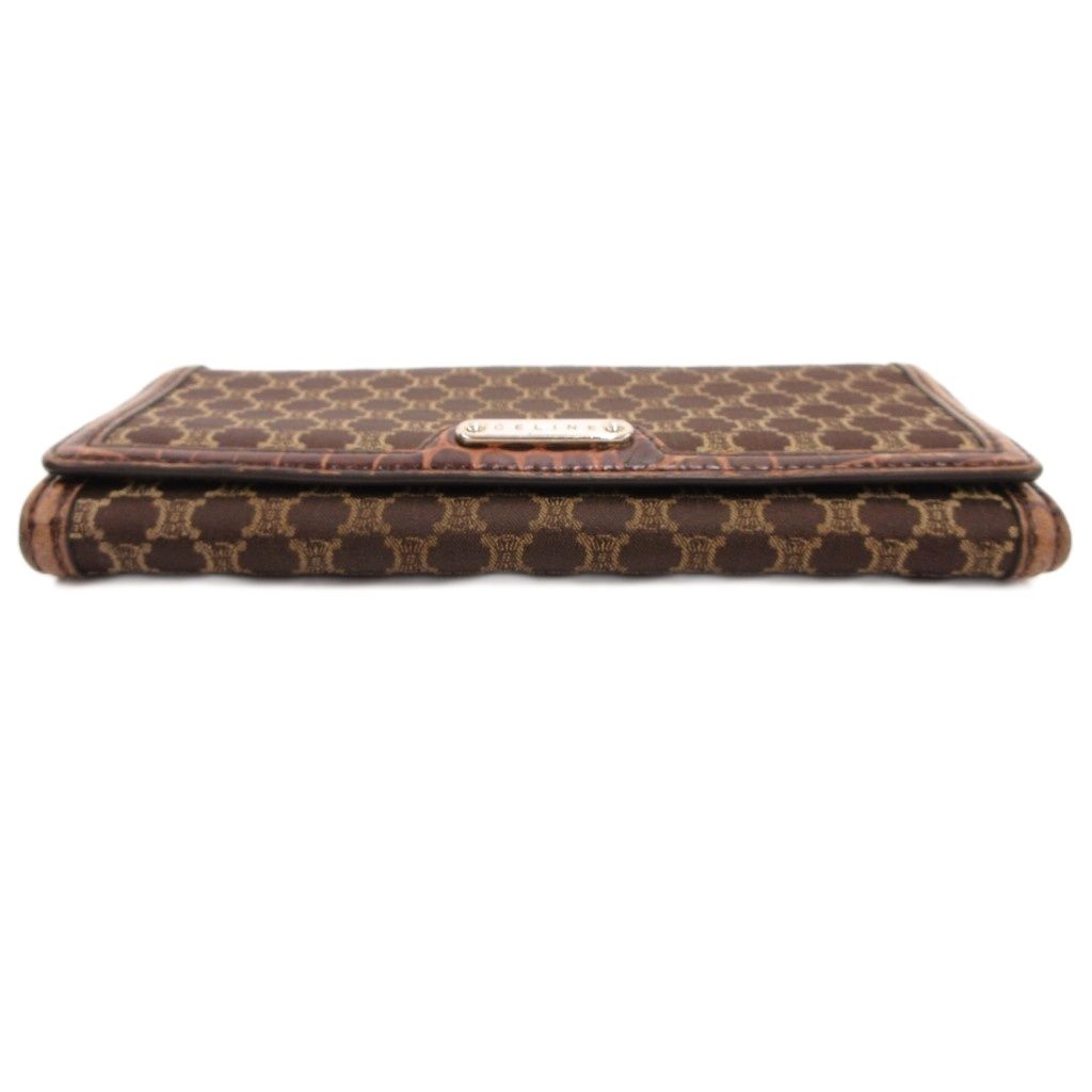 Celine Macadam Pattern Wallet Bifold Brown All Over Logo — view 4