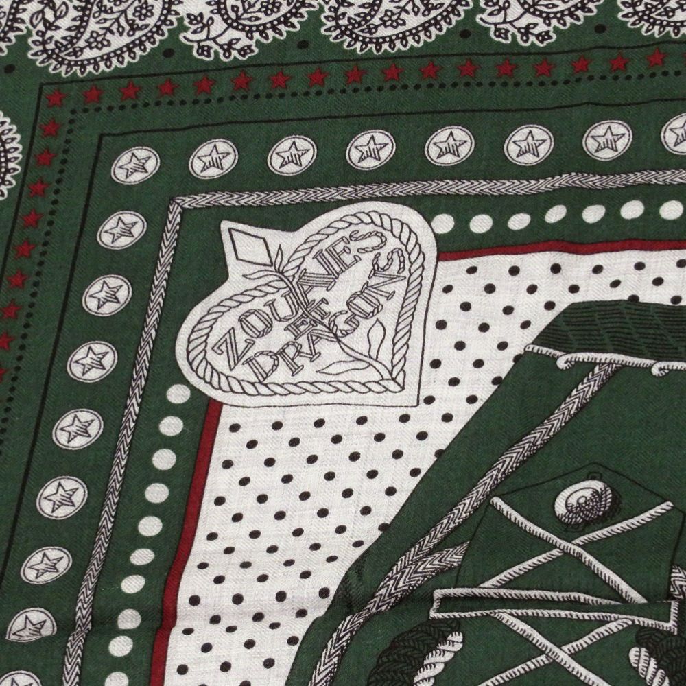 Hermes Carre Zouaves Et Dragons Cashmere Silk Verloden Gold Green Bold — view 3