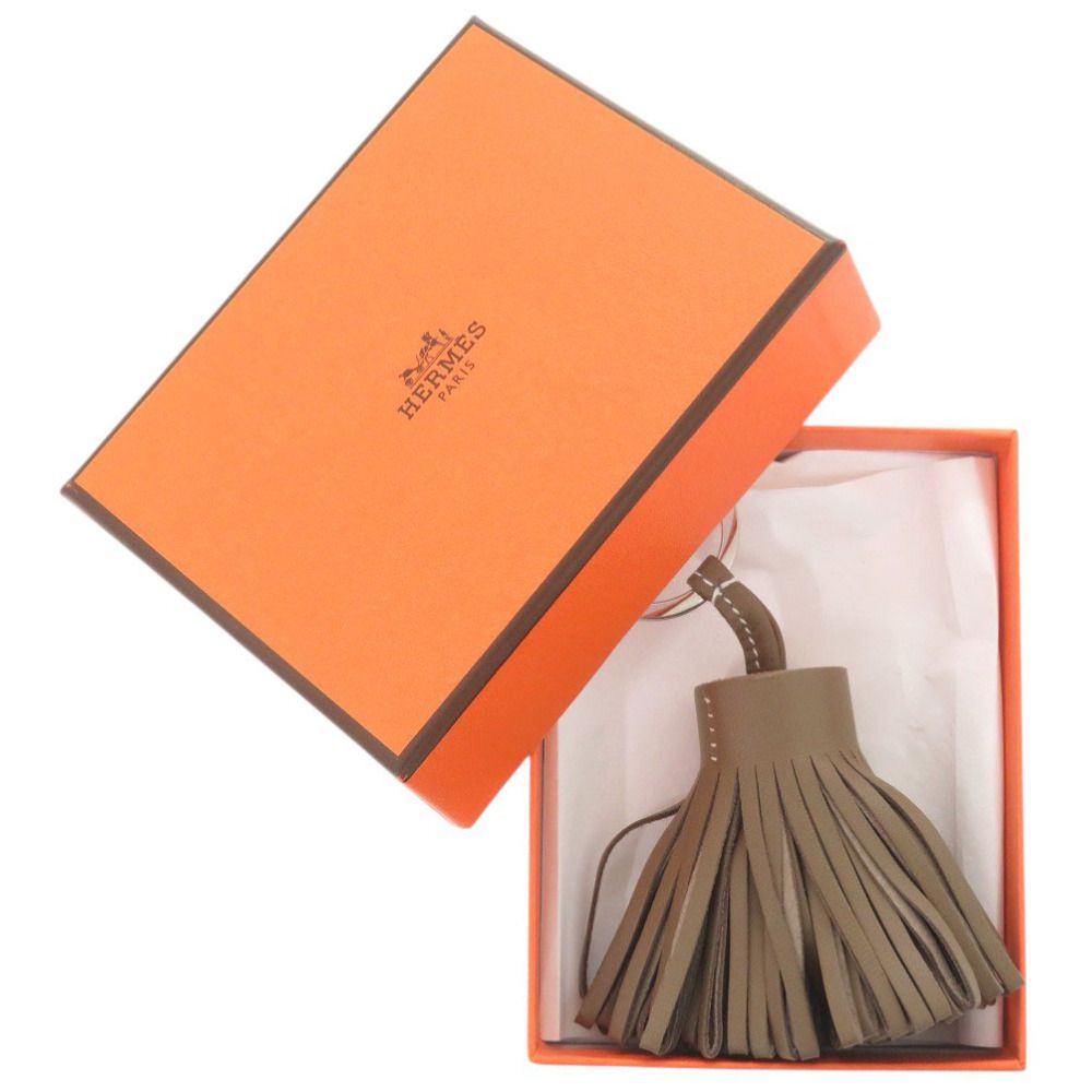 Hermes Bag Charm Fringe Carmen Agneau Milo Etoupe Ed Key — view 2