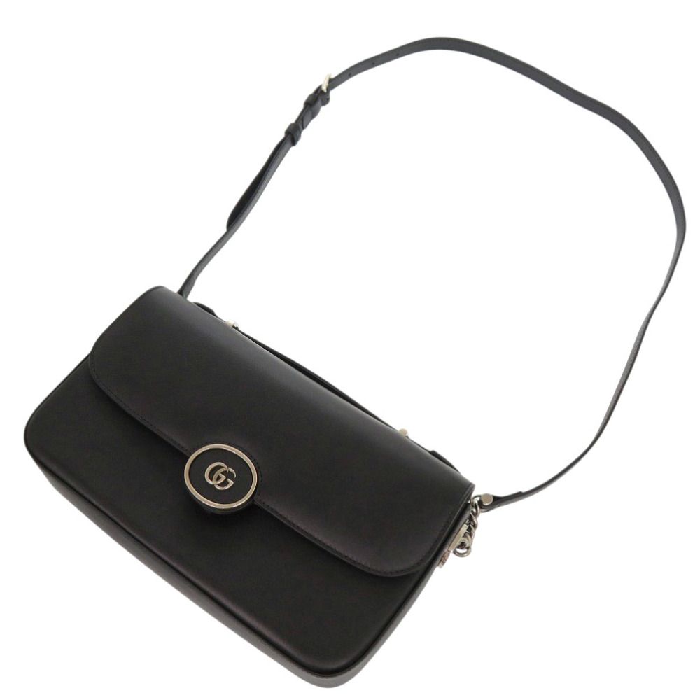 Gucci Double Leather Black Shoulder Bag — view 6