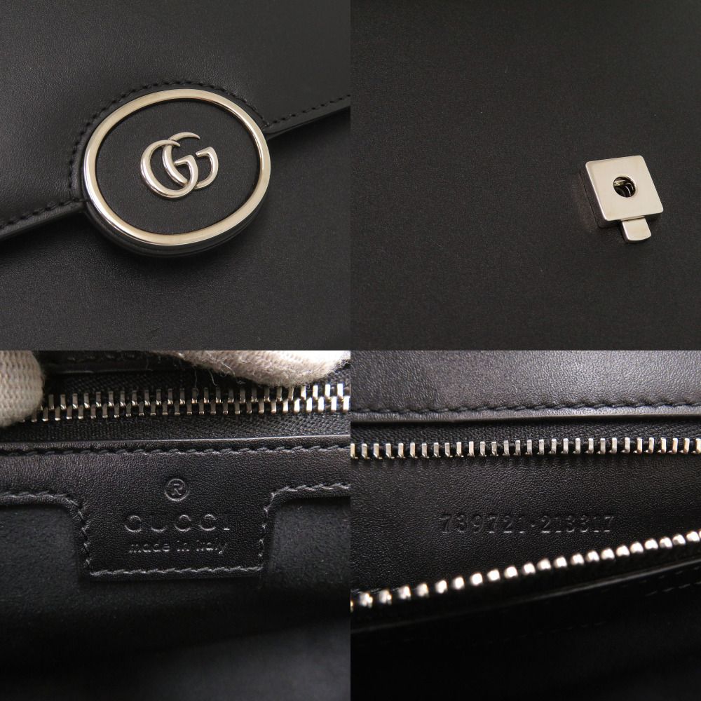 Gucci Double Leather Black Shoulder Bag — view 8