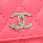 Chanel Star CC Logo Quilted Lambskin Pink Wallet — view 8