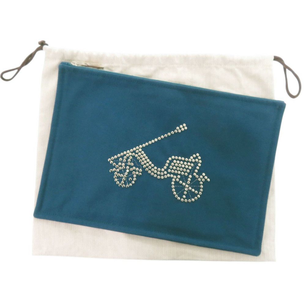 Hermes Petit Duc Flat Pouch GM Cotton Blue — view 2
