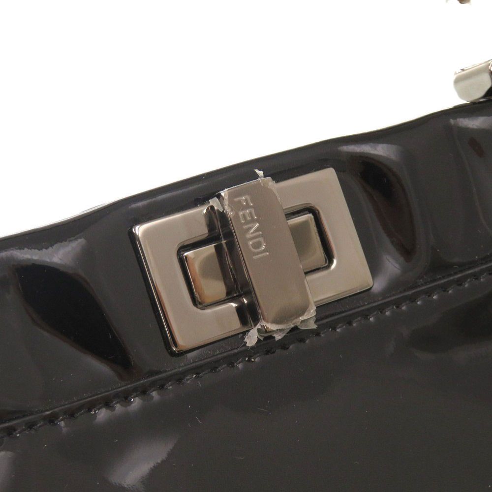 Fendi Mini Peekaboo Patent Leather Black Red 2-Way Shoulder Bag — view 9