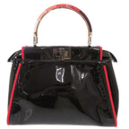 Fendi Mini Peekaboo Patent Leather Black Red 2-Way Shoulder Bag — view 2