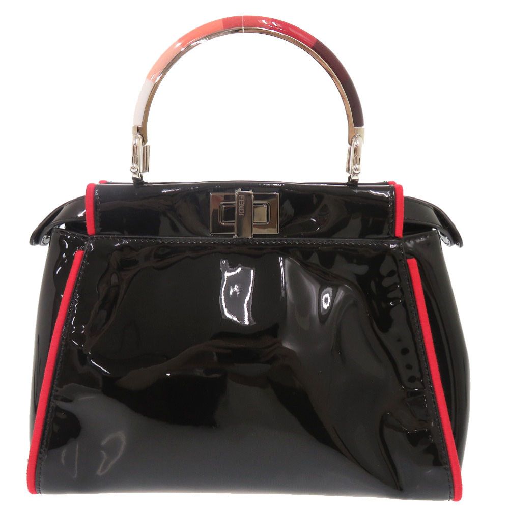Fendi Mini Peekaboo Patent Leather Black Red 2-Way Shoulder Bag — view 2