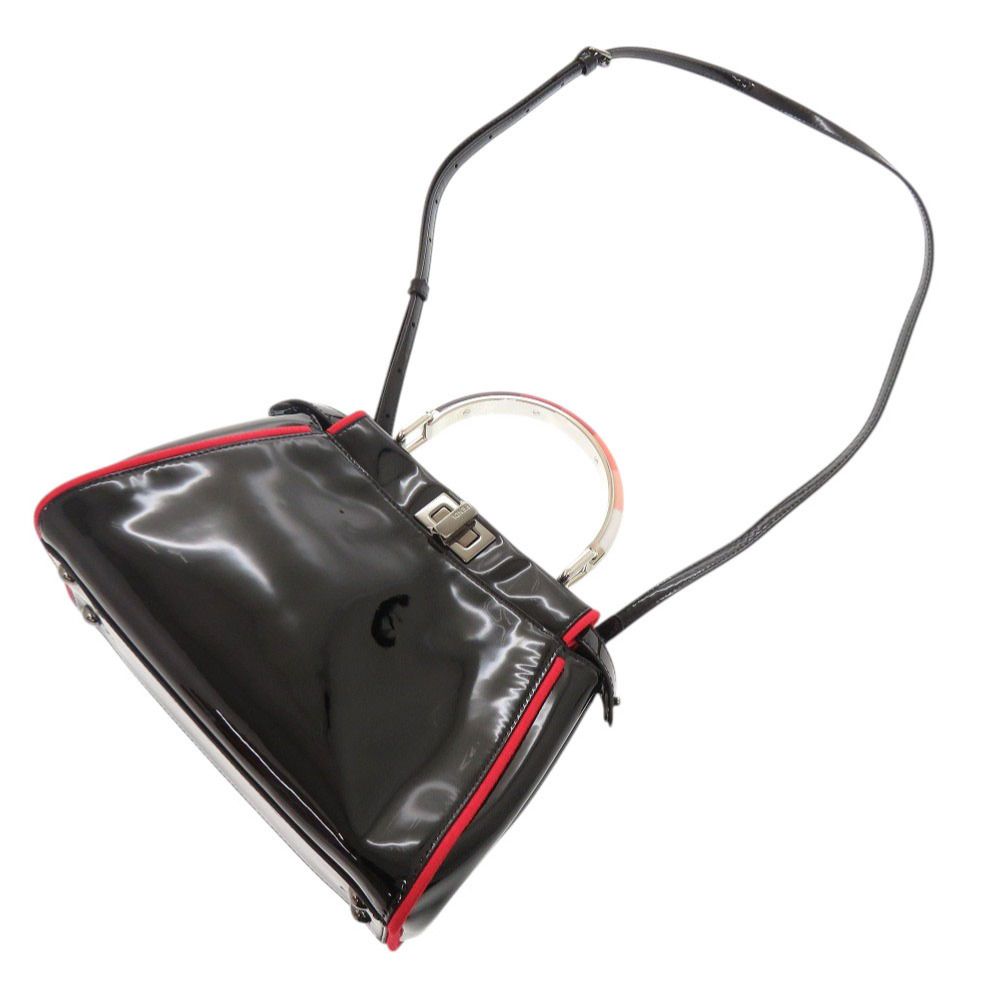 Fendi Mini Peekaboo Patent Leather Black Red 2-Way Shoulder Bag — view 6