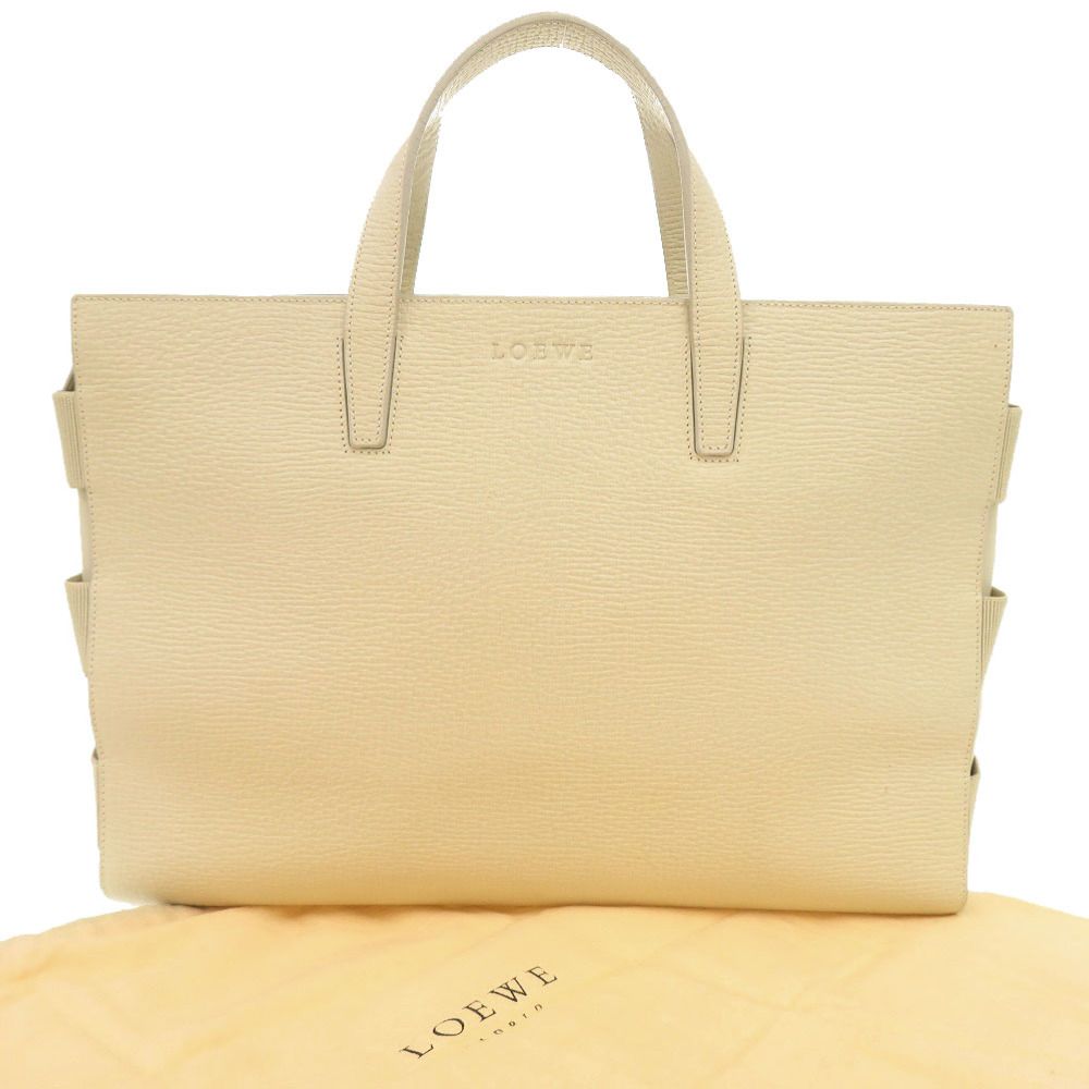 Loewe Logo Leather Ivory Tote — view 2