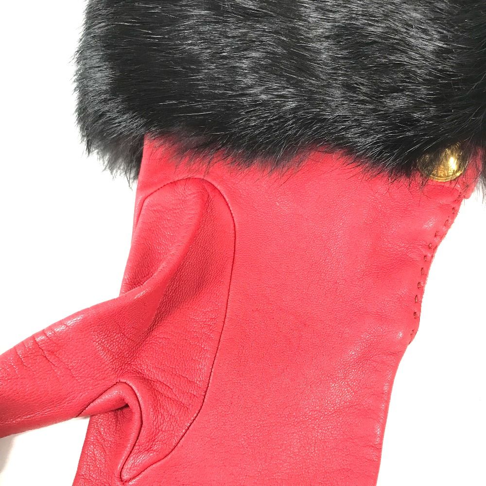 Hermes Gloves Fur Leather Red — view 3