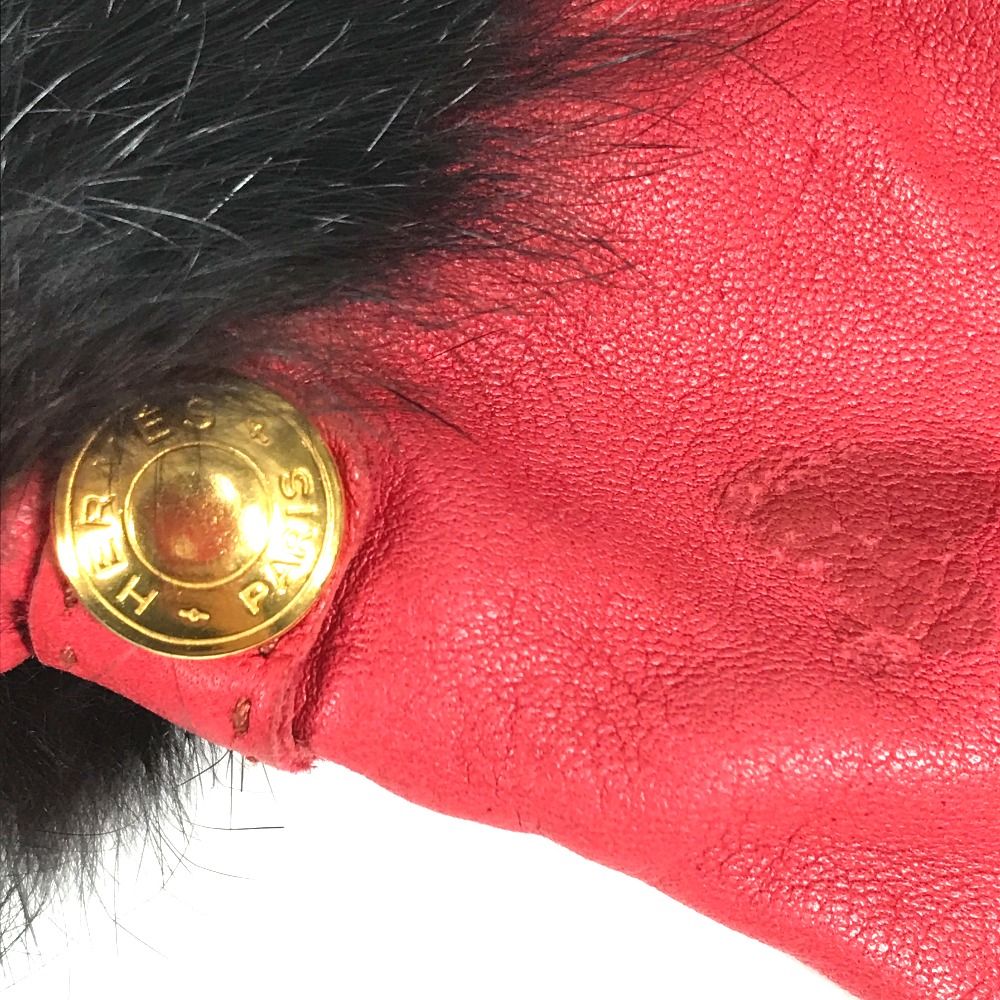 Hermes Gloves Fur Leather Red — view 7