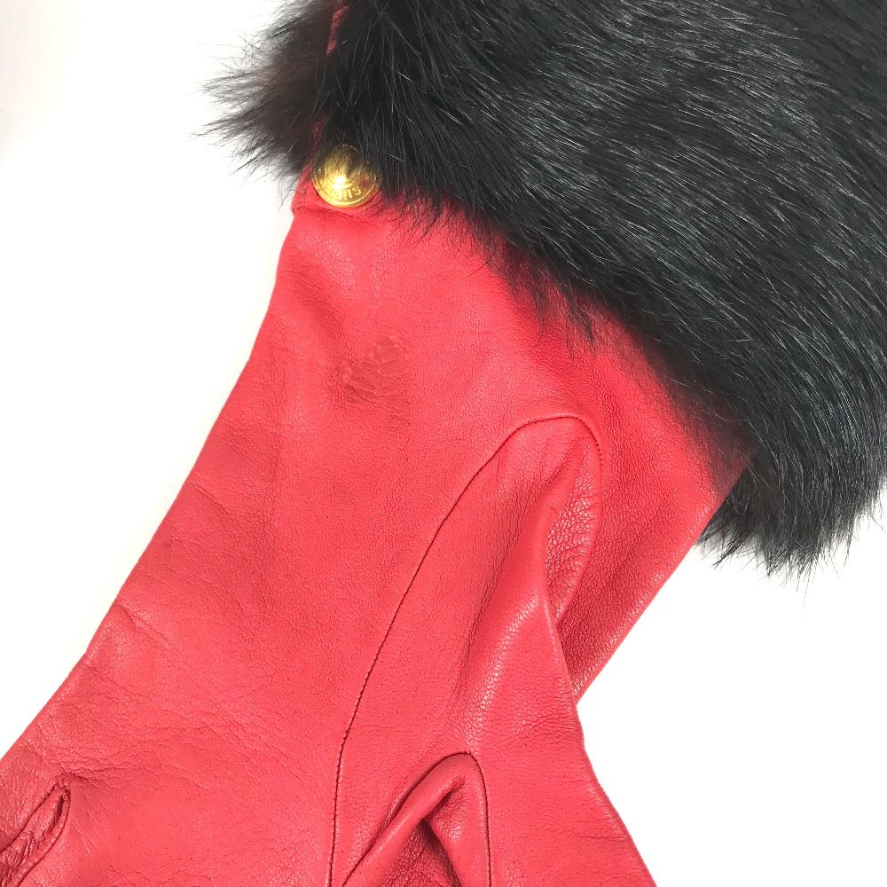 Hermes Gloves Fur Leather Red — view 6
