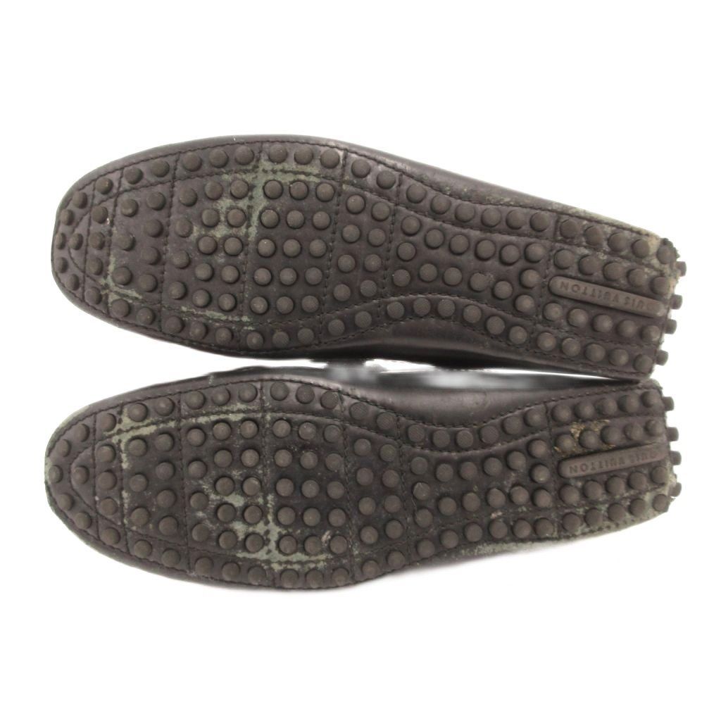 Louis Vuitton Loafers Driving Shoes Slip on Logo Leather 7 Black — view 5