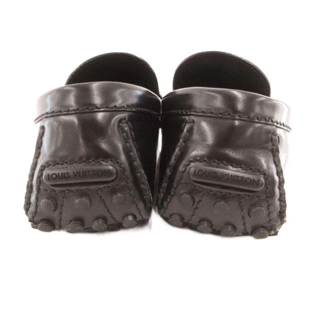 Louis Vuitton Loafers Driving Shoes Slip on Logo Leather 7 Black — view 4