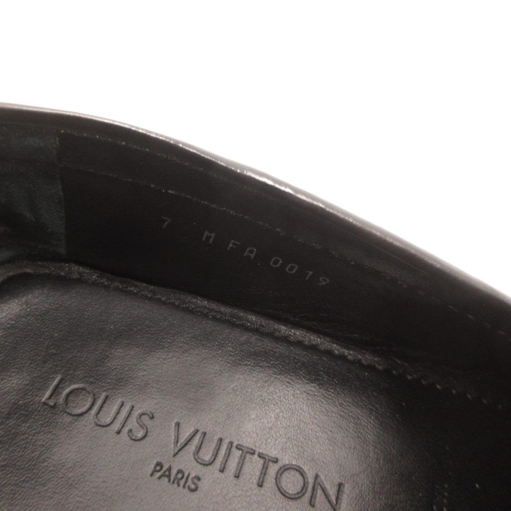 Louis Vuitton Loafers Driving Shoes Slip on Logo Leather 7 Black — view 7