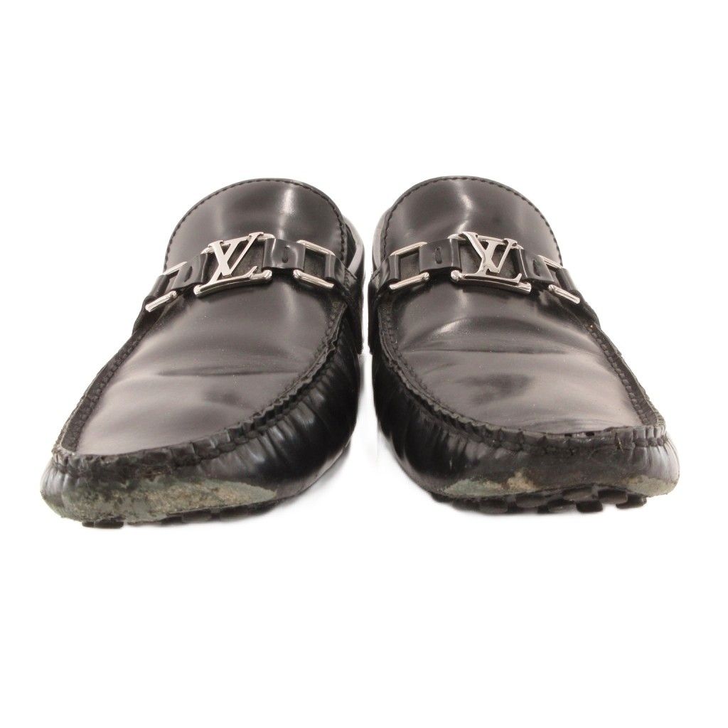 Louis Vuitton Loafers Driving Shoes Slip on Logo Leather 7 Black — view 2