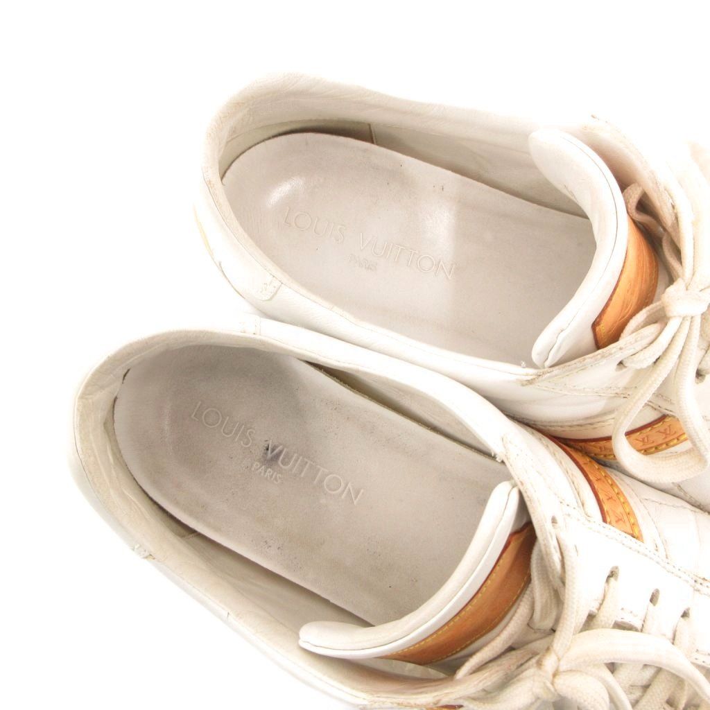 Louis Vuitton German Trainer Sneakers Shoes Low Cut Leather Logo 6.5 White — view 6