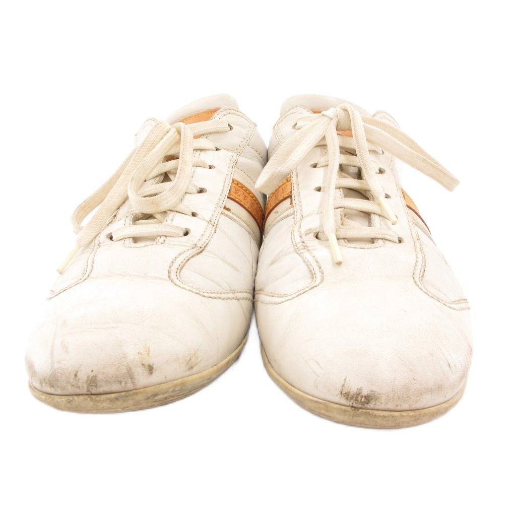 Louis Vuitton German Trainer Sneakers Shoes Low Cut Leather Logo 6.5 White — view 2