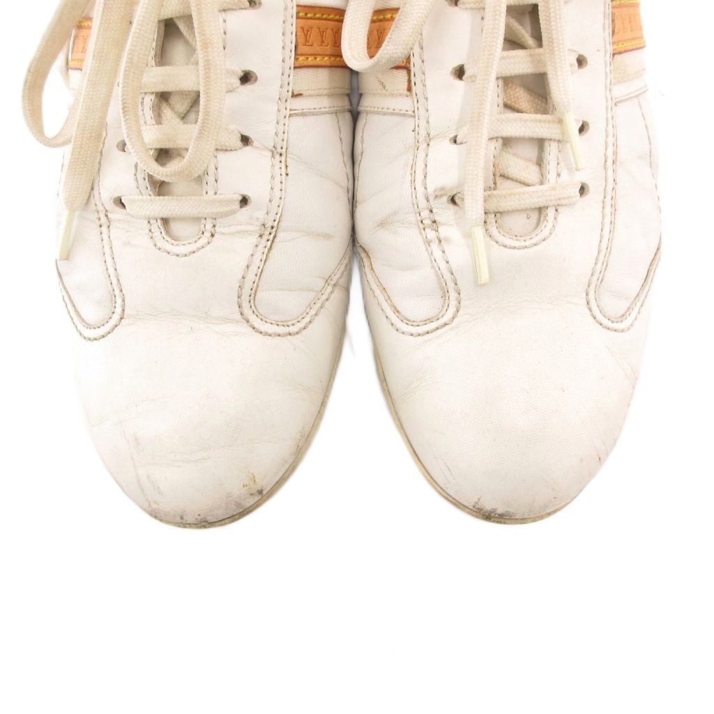 Louis Vuitton German Trainer Sneakers Shoes Low Cut Leather Logo 6.5 White — view 4