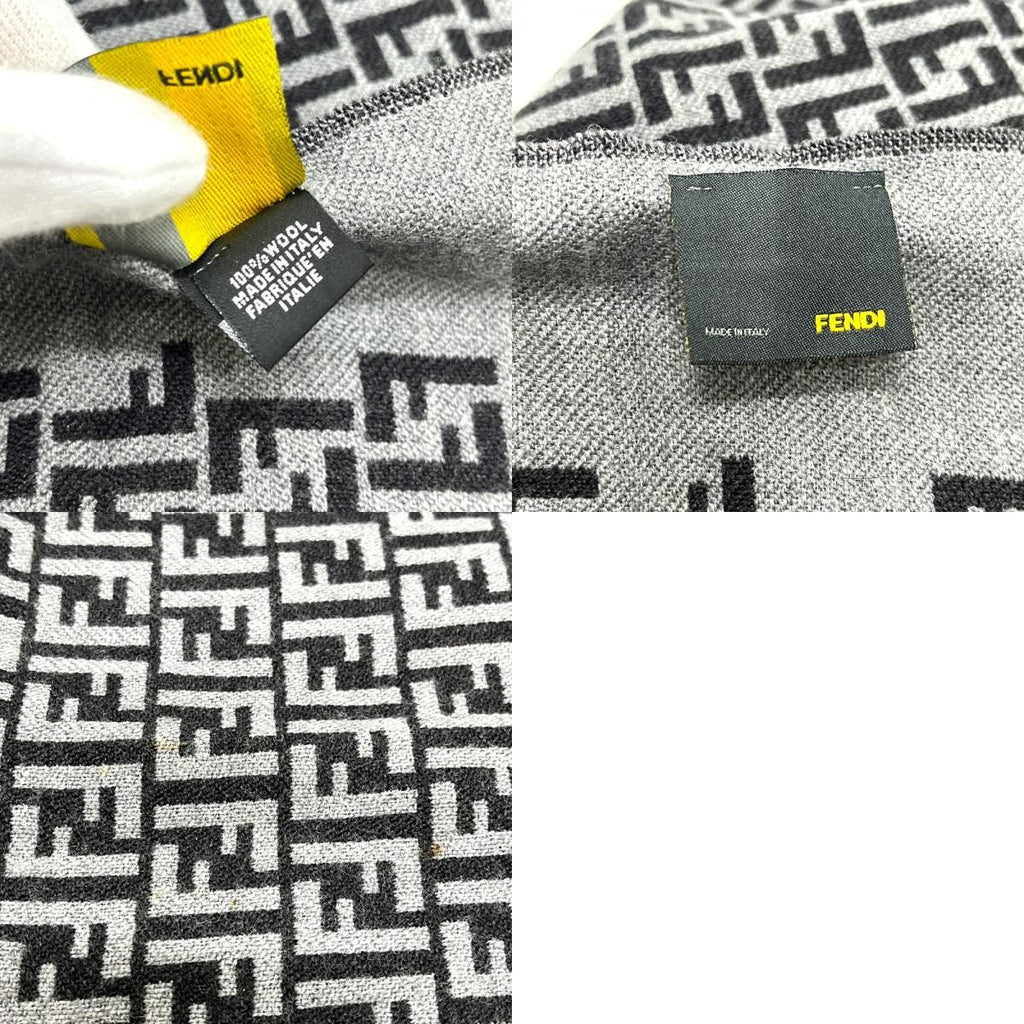 Fendi Scarf Zucca All Over Pattern Wool Gray — view 9