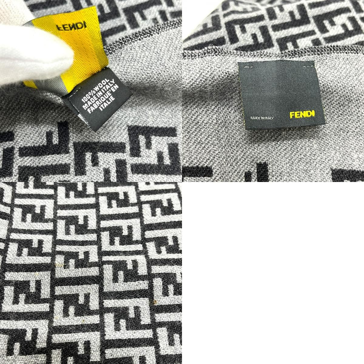 Fendi Scarf Zucca All Over Pattern Wool Gray — view 9