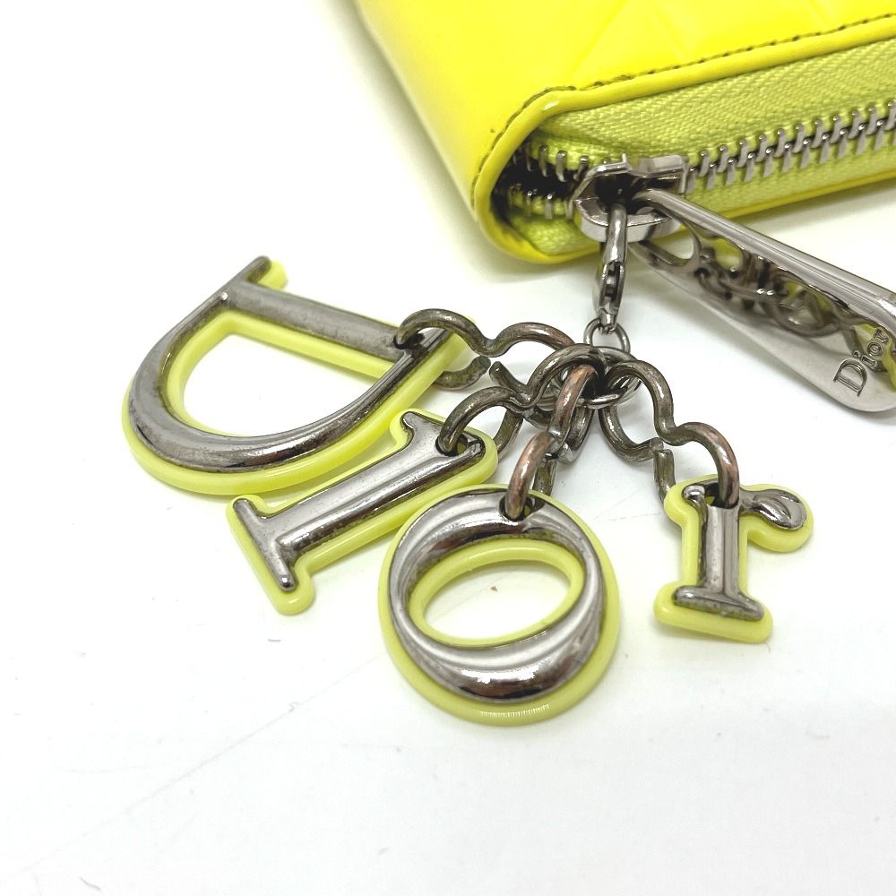 Dior Wallet Cannage Enamel Neon Yellow X — view 4