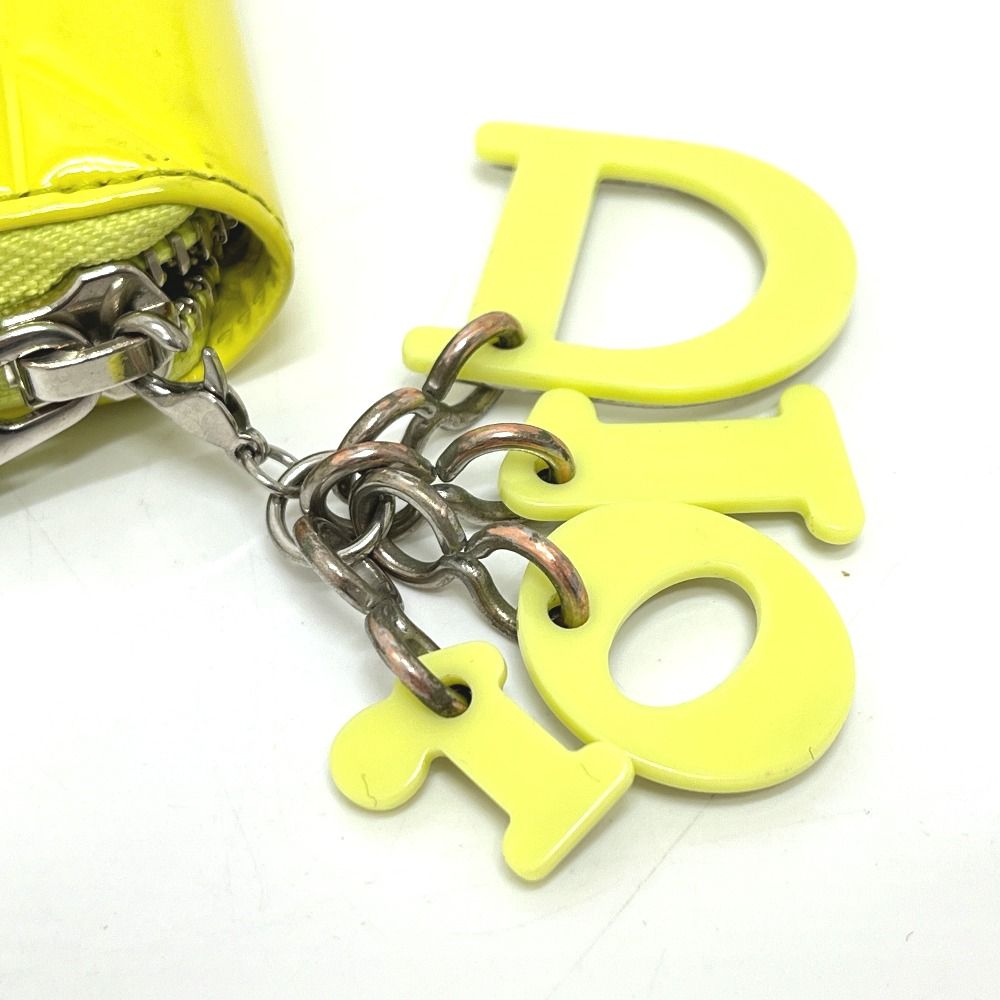 Dior Wallet Cannage Enamel Neon Yellow X — view 5