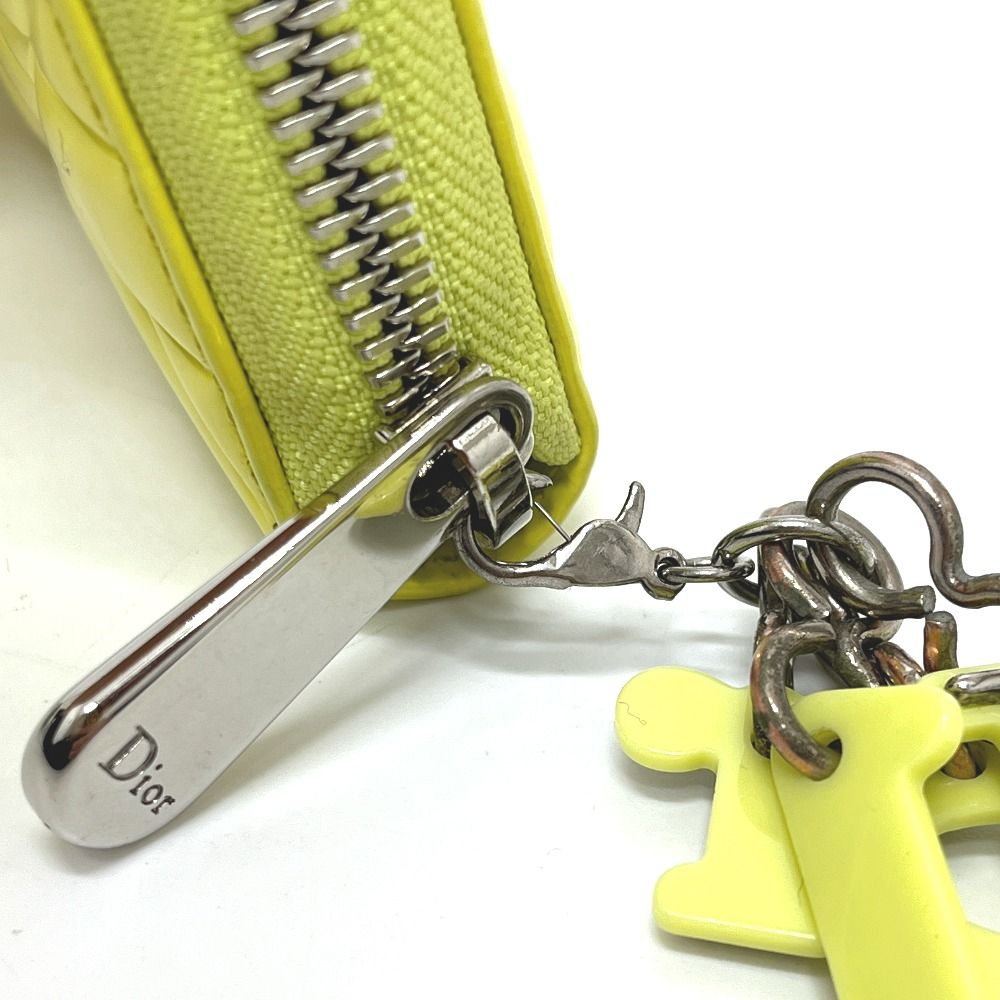 Dior Wallet Cannage Enamel Neon Yellow X — view 6