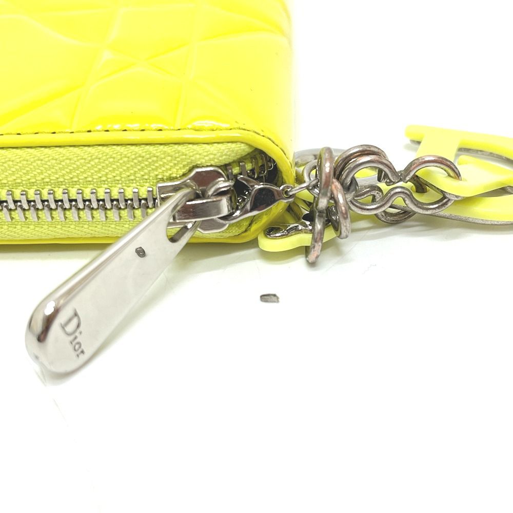 Dior Wallet Cannage Enamel Neon Yellow X — view 3