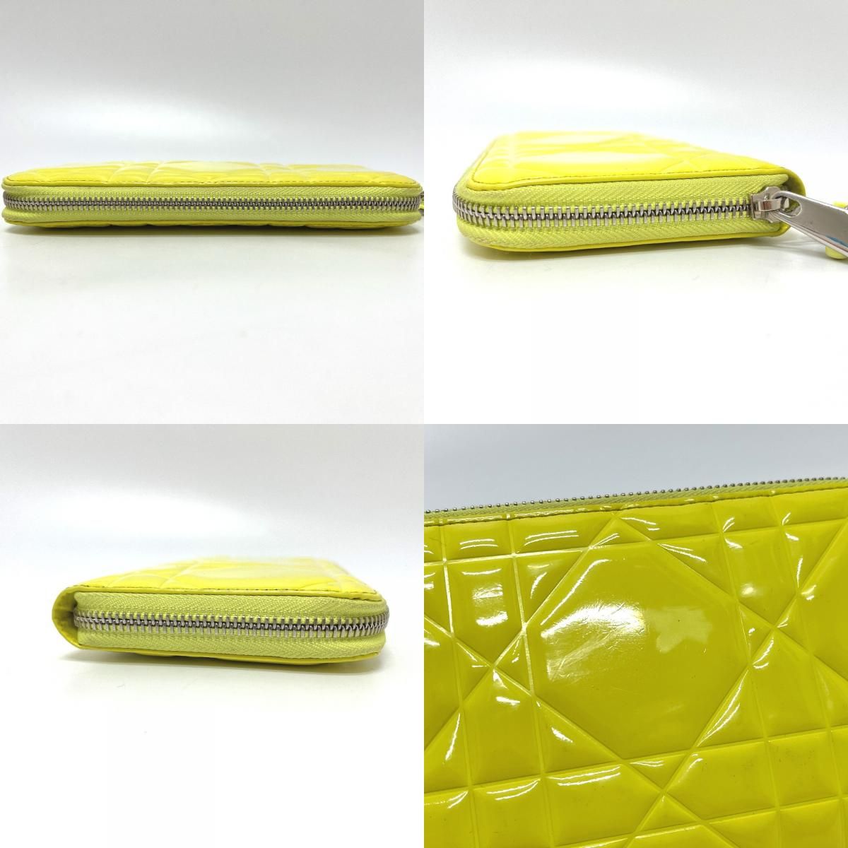 Dior Wallet Cannage Enamel Neon Yellow X — view 7