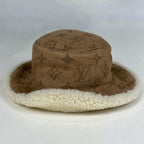Louis Vuitton Chapeau Monogram Shearling Bucket Hat Sheep Leather Brown — view 2