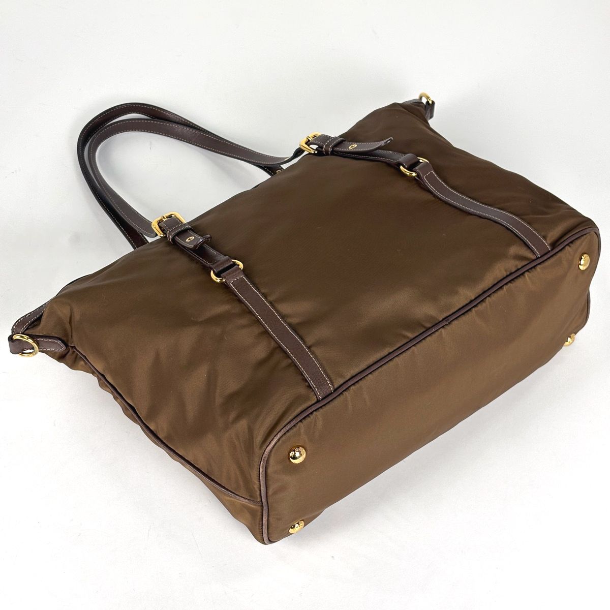 Prada Logo Tote 2-Way Shoulder Bag Nylon Brown — view 2