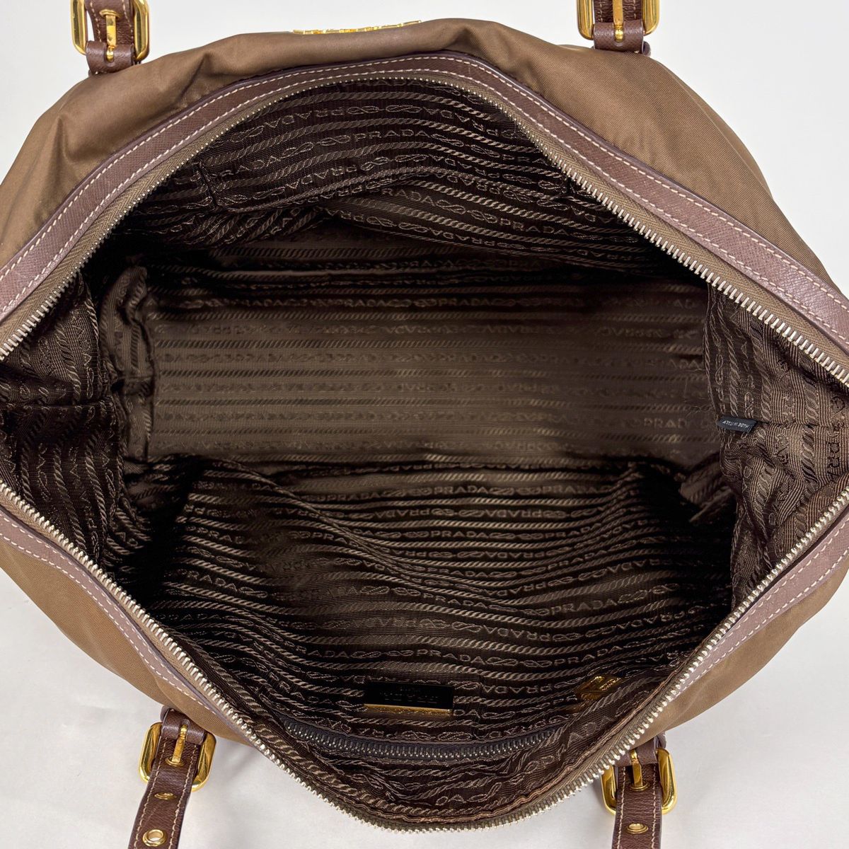 Prada Logo Tote 2-Way Shoulder Bag Nylon Brown — view 8