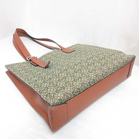 Loewe Buckle Horizontal Tote Anagram Jacquard Leather Green — view 2