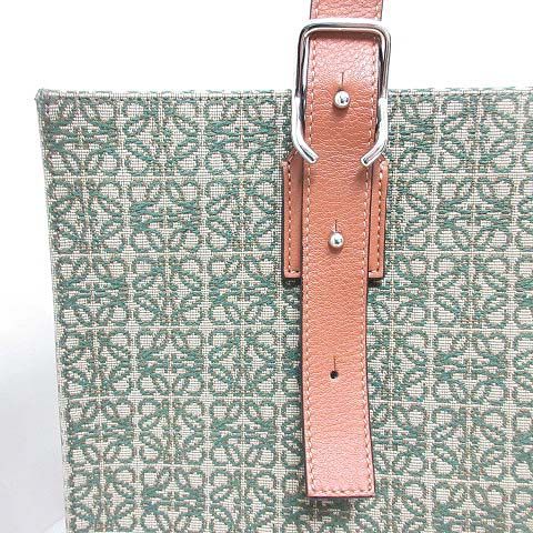 Loewe Buckle Horizontal Tote Anagram Jacquard Leather Green — view 7