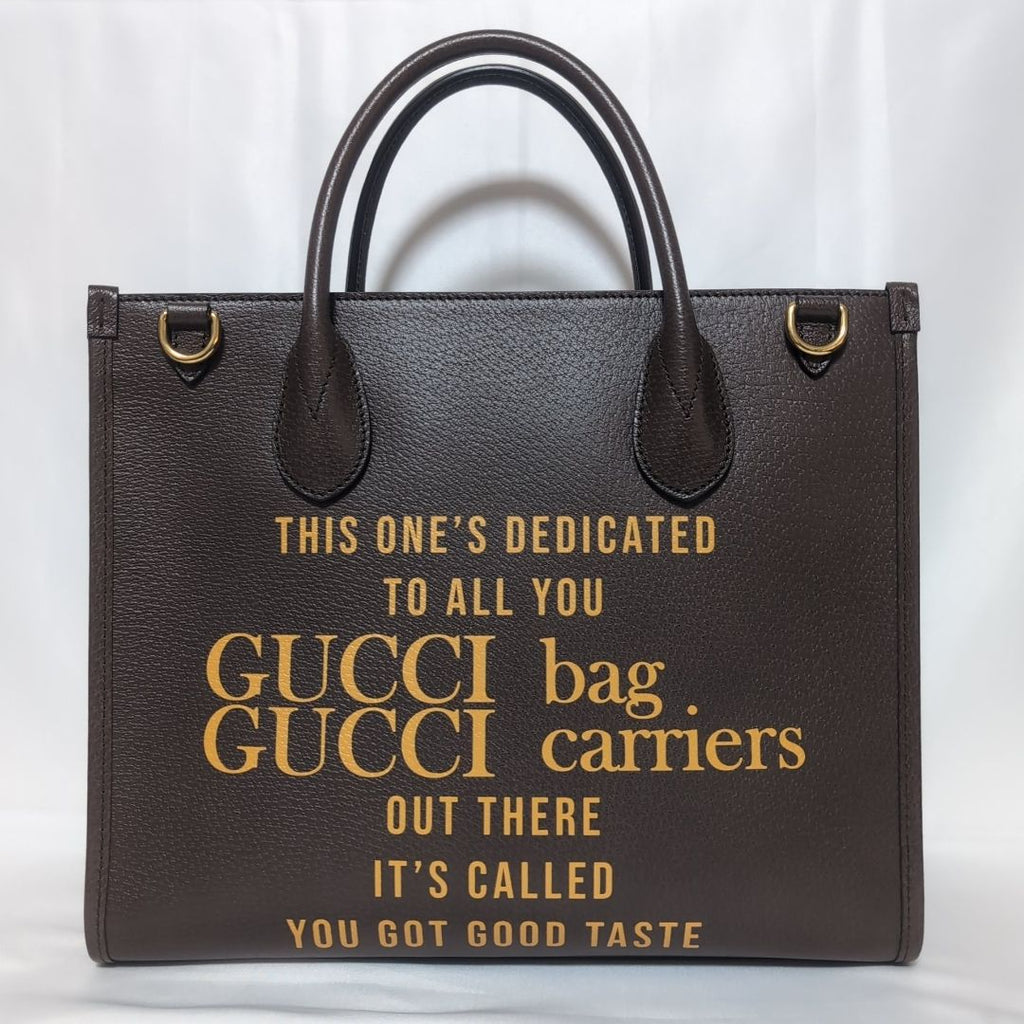 Gucci Leather Brown Logo Anniversary Tote — view 2