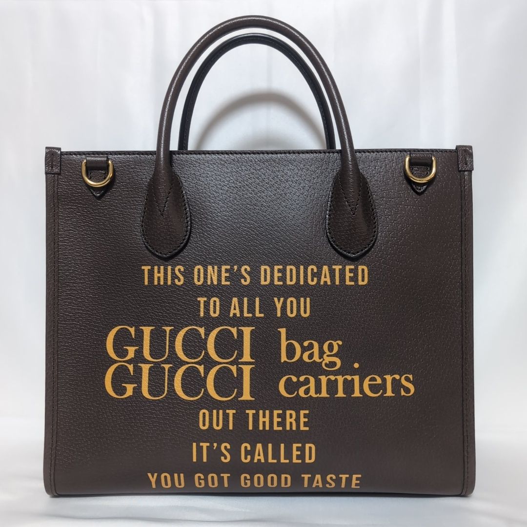 Gucci Leather Brown Logo Anniversary Tote — view 2