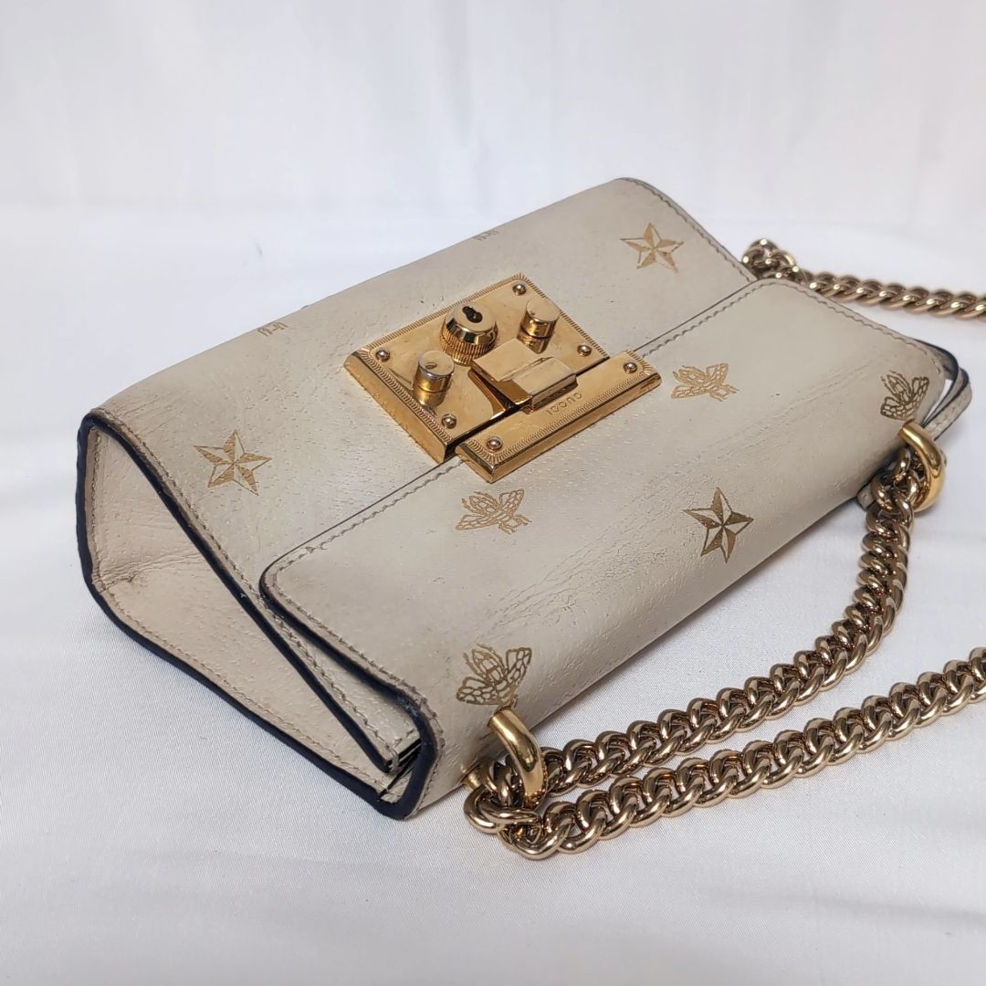 Gucci Leather Bi Star White Padlock Chain Shoulder Bag — view 4