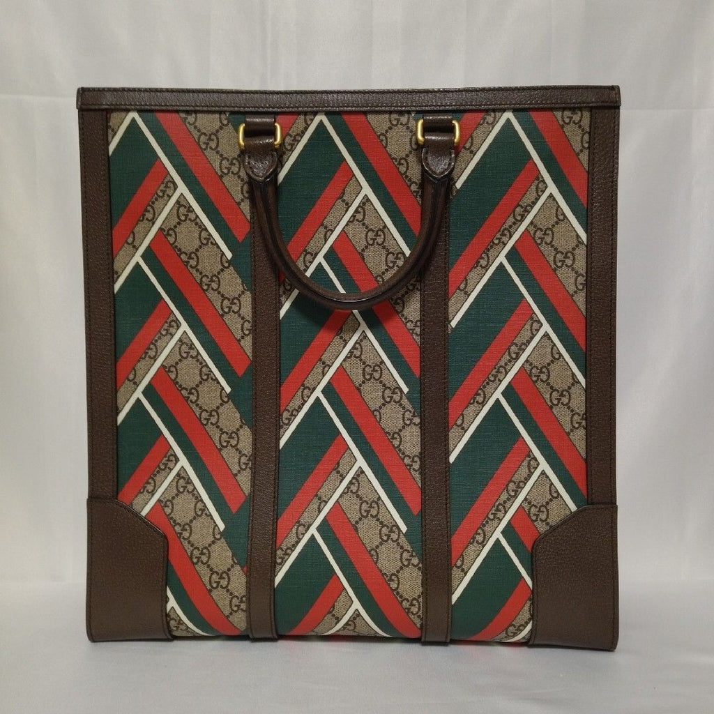 Gucci GG Supreme Chevron 2-Way Handbag Brown — view 2