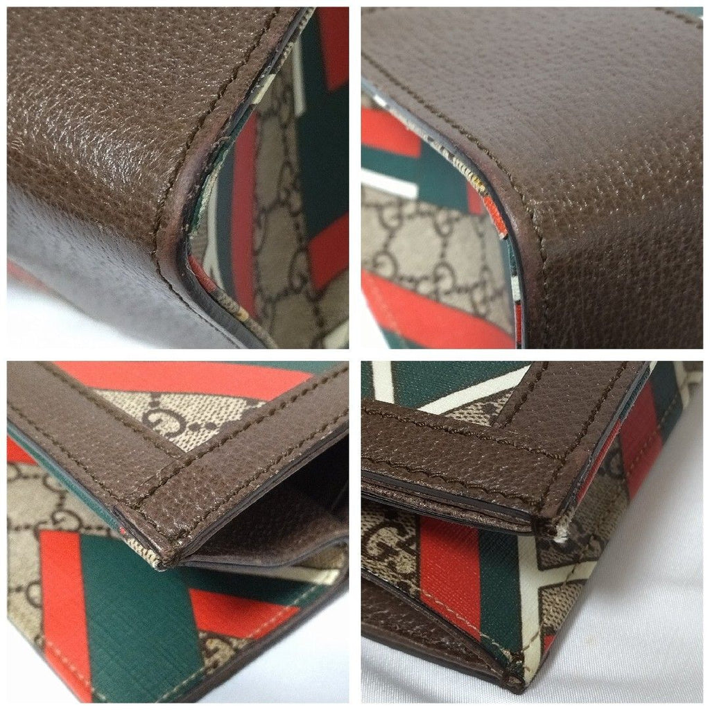 Gucci GG Supreme Chevron 2-Way Handbag Brown — view 5