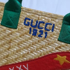 Gucci Children's Glider Straw Green Tote — view 8