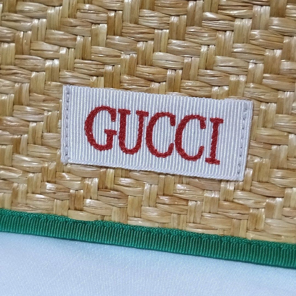 Gucci Children's Glider Straw Green Tote — view 7